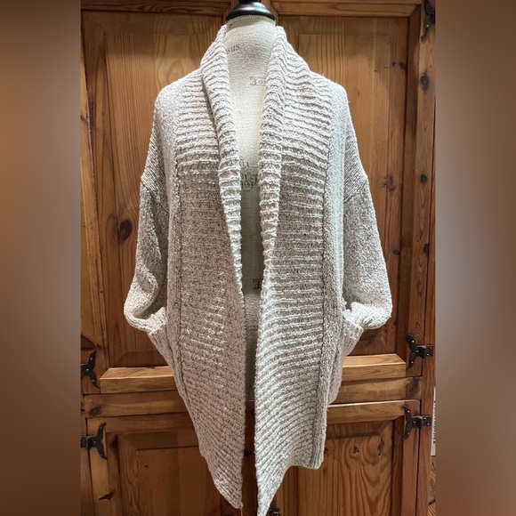 Zara Sweaters - ZARA Chunky Knit Open Front Cardigan Cardigan with Pockets in Heather Beige Sz S